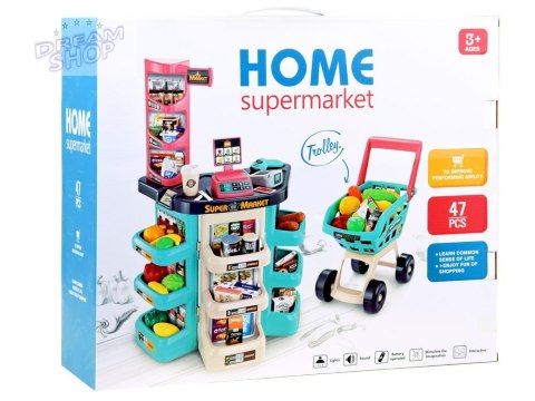 Sklep Supermarket + wózek na zakupy duży zestaw KASA ZA3174
