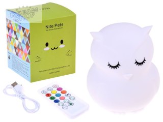 Sowa Silikonowa miękka lampka nocna led RBG + pilot ZA3295