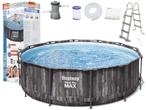 Bestway Basen stelażowy 366x100cm 8w1 drewno 5614X Bestway Basen stelażowy 366x100cm 8w1 drewno 5614X