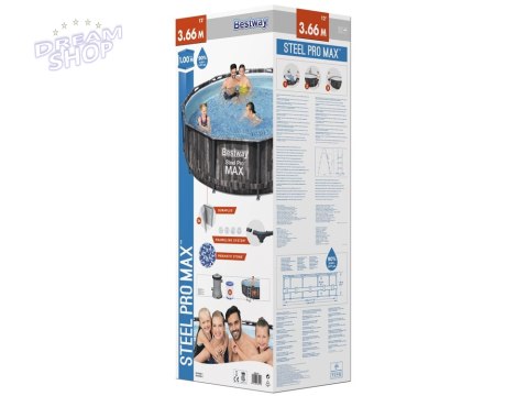 Bestway Basen stelażowy 366x100cm 8w1 drewno 5614X Bestway Basen stelażowy 366x100cm 8w1 drewno 5614X