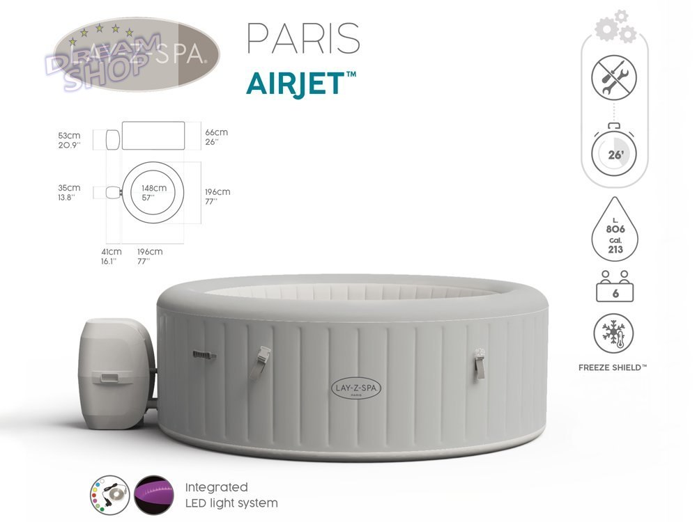 Bestway jacuzzi Lay-Z-Spa PARIS led 6os. 60013 Bestway jacuzzi Lay-Z-Spa PARIS led 6os. 60013