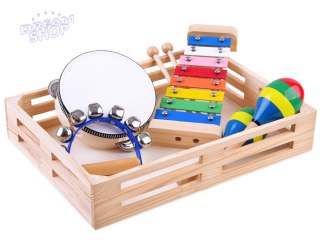 Drewniany zestaw instrumentów 4w1 zabawka IN0134