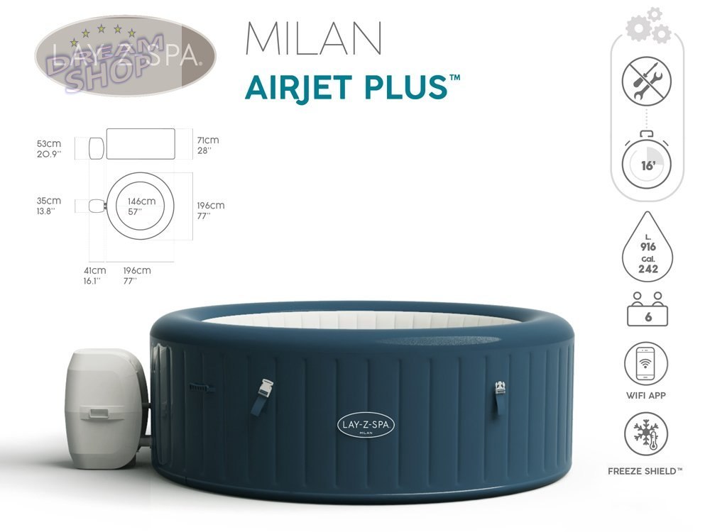 Lay-Z-Spa Milan Jacuzzi BESTWAY Lay-Z-Spa Milan Jacuzzi BESTWAY