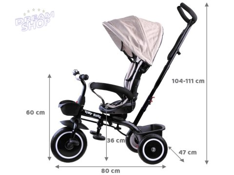 Rowerek trójkołowy Tiny Bike 3w1 beżowy z daszkiem SP0650 Rowerek trójkołowy Tiny Bike 3w1 beżowy z daszkiem SP0650