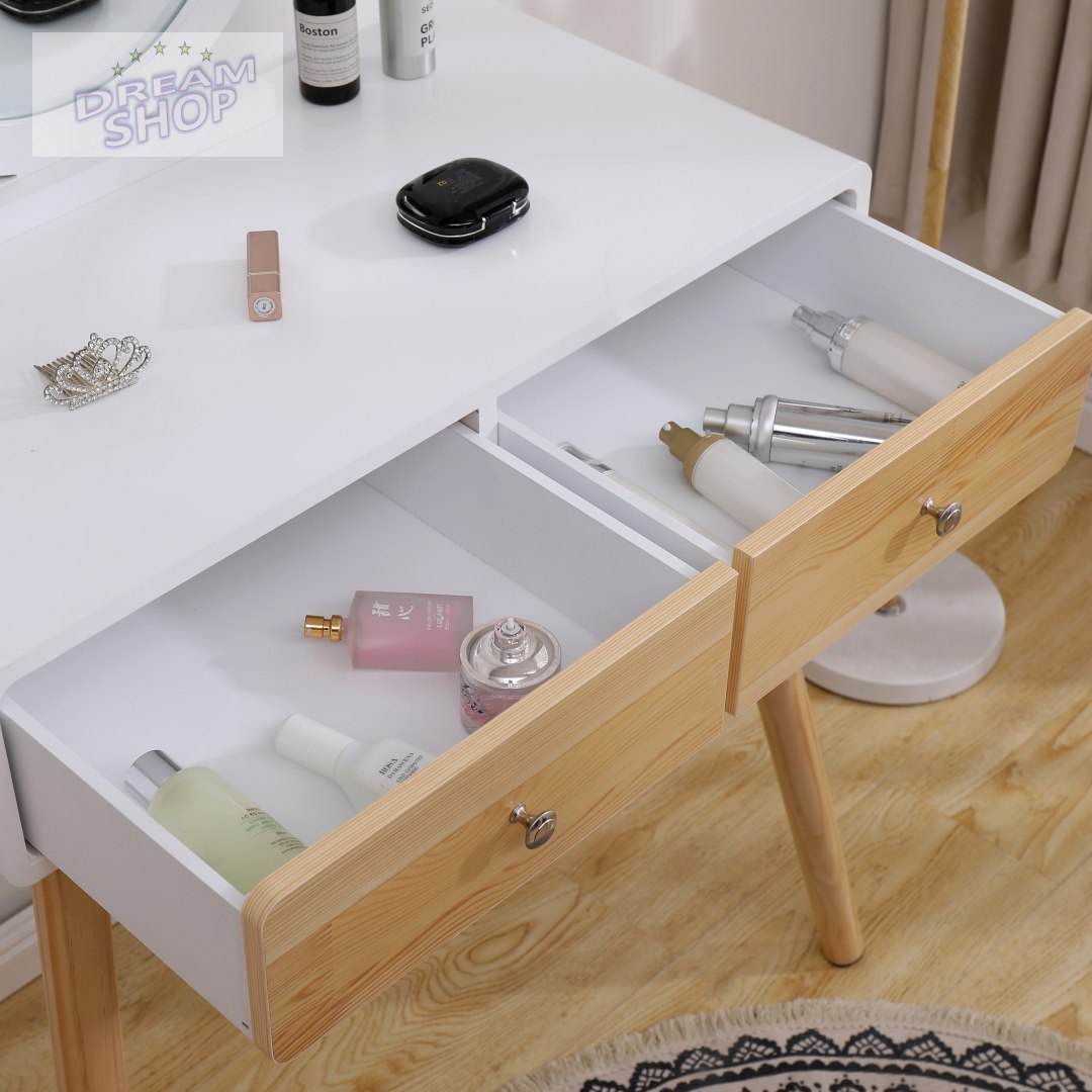 Toaletka kosmetyczna podświetlane lustro taboret Toaletka kosmetyczna podświetlane lustro taboret