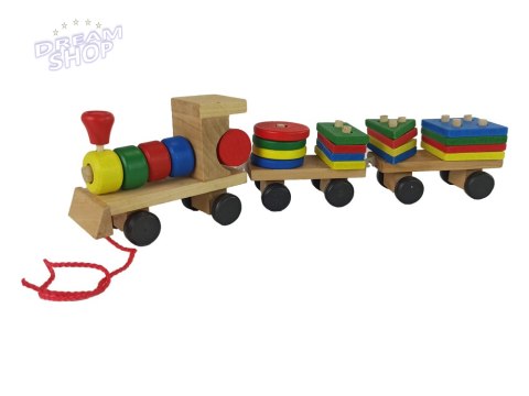 Drewniany Pociąg Lokomotywa 2 Wagony Odpinane Drewniany Pociąg Lokomotywa 2 Wagony Odpinane