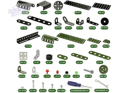 Konstrukcyjne metalowe klocki parowóz 340el ZA3869 Konstrukcyjne metalowe klocki parowóz 340el ZA3869