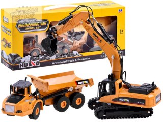 Zestaw metalowa koparka + wywrotka modele 2w1 ZA3910