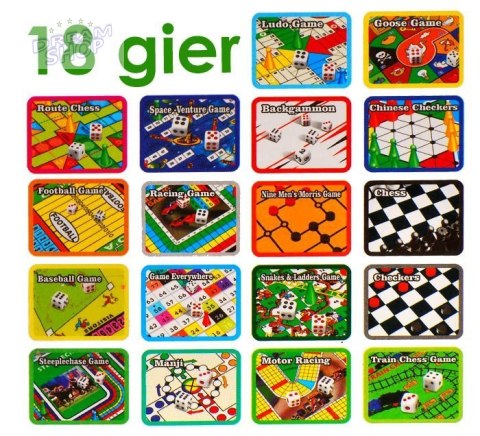 ZESTAW GIER 18 w1 gra planszowa szachy GR0081 ZESTAW GIER 18 w1 gra planszowa szachy GR0081