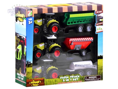 Zestaw 3 x Traktor + przyczepa dla farmera ZA3908 Zestaw 3 x Traktor + przyczepa dla farmera ZA3908