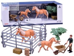 Koń i źrebie farmer zestaw malowane figurki ZA2605