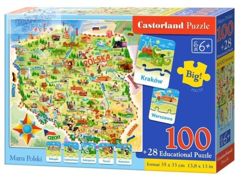 Castorland Mapa Polski 100ele i quiz Puzzle CA0010