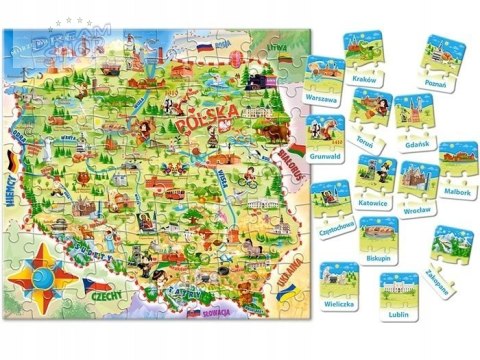 Castorland Mapa Polski 100ele i quiz Puzzle CA0010 Castorland Mapa Polski 100ele i quiz Puzzle CA0010
