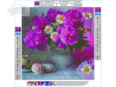 Haft Diamentowy, Obraz, Mozaika Diamentowa Diamond Painting, BUKIET KWIATÓW 30x30cm Haft Diamentowy, Obraz, Mozaika Diamentowa Diamond Painting, BUKIET KWIATÓW 30x30cm