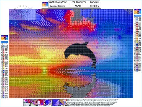 Haft Diamentowy, Obraz, Mozaika Diamentowa Diamond Painting, DELFIN 40x30cm Haft Diamentowy, Obraz, Mozaika Diamentowa Diamond Painting, DELFIN 40x30cm