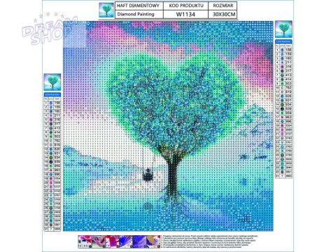 Haft Diamentowy, Obraz, Mozaika Diamentowa Diamond Painting, DRZEWO - SERCE 30x30cm Haft Diamentowy, Obraz, Mozaika Diamentowa Diamond Painting, DRZEWO - SERCE 30x30cm