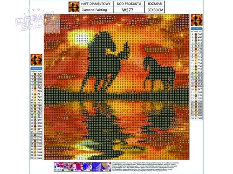 Haft Diamentowy, Obraz, Mozaika Diamentowa Diamond Painting, KONIE - ZACHÓD SŁOŃCA 30x30cm Haft Diamentowy, Obraz, Mozaika Diamentowa Diamond Painting, KONIE - ZACHÓD SŁOŃCA 30x30cm
