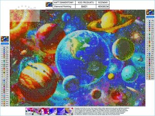 Haft Diamentowy, Obraz, Mozaika Diamentowa Diamond Painting, KOSMOS, UKŁAD SŁONECZNY 40x30cm