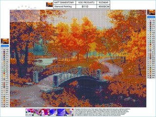 Haft Diamentowy, Obraz, Mozaika Diamentowa Diamond Painting, PARK JESIENIĄ 40x30cm