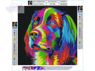 Haft Diamentowy, Obraz, Mozaika Diamentowa Diamond Painting, PIES - KOLOR 30x30cm