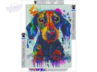Haft Diamentowy, Obraz, Mozaika Diamentowa Diamond Painting, PIES W KOLORZE 30x40cm