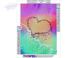 Haft Diamentowy, Obraz, Mozaika Diamentowa Diamond Painting, PLAŻA - SERCE 30x40cm