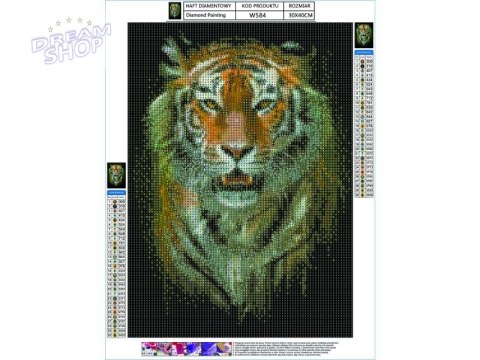 Haft Diamentowy, Obraz, Mozaika Diamentowa Diamond Painting, TYGRYS 30x40cm