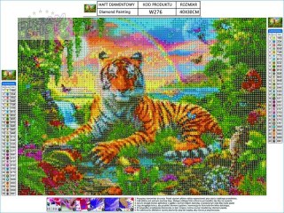 Haft Diamentowy, Obraz, Mozaika Diamentowa Diamond Painting, TYGRYS 40x30cm