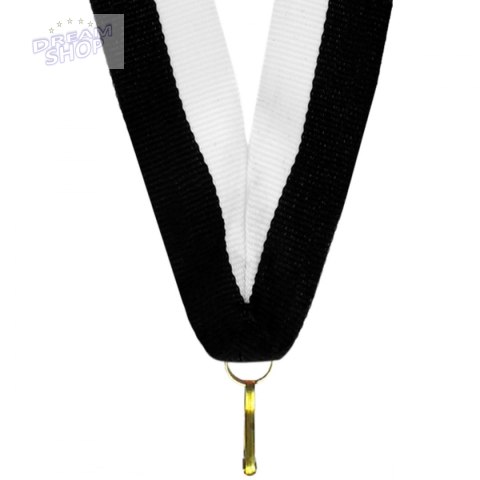 Wstążka do medali szeroka 22 mm biało-czarna Wstążka do medali szeroka 22 mm biało-czarna
