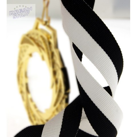 Wstążka do medali szeroka 22 mm biało-czarna Wstążka do medali szeroka 22 mm biało-czarna