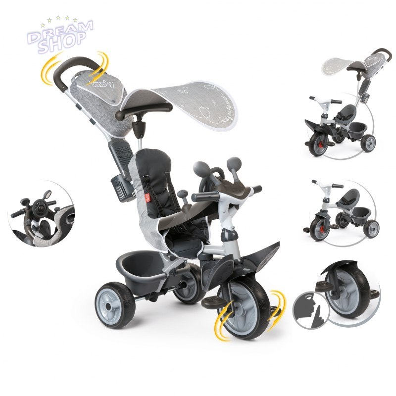 SMOBY Rowerek trójkołowy Baby Driver Komfort plus Szary SMOBY Rowerek trójkołowy Baby Driver Komfort plus Szary