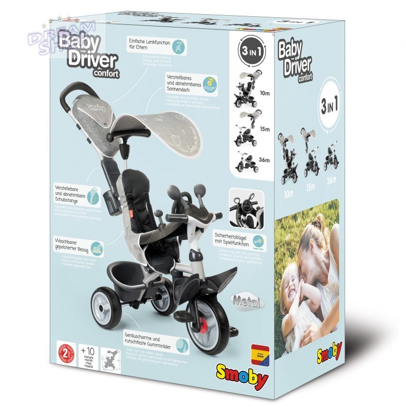 SMOBY Rowerek trójkołowy Baby Driver Komfort plus Szary SMOBY Rowerek trójkołowy Baby Driver Komfort plus Szary