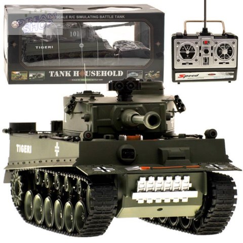 Duży zdalnie sterowany CZOŁG na pilota German Tiger 45cm strzela RC0252ZI Duży zdalnie sterowany CZOŁG na pilota German Tiger 45cm strzela RC0252ZI