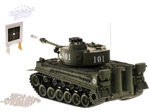 Duży zdalnie sterowany CZOŁG na pilota German Tiger 45cm strzela RC0252ZI Duży zdalnie sterowany CZOŁG na pilota German Tiger 45cm strzela RC0252ZI