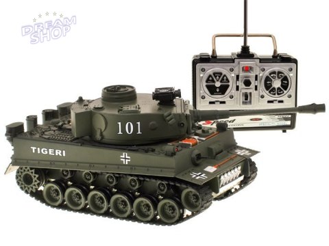 Duży zdalnie sterowany CZOŁG na pilota German Tiger 45cm strzela RC0252ZI Duży zdalnie sterowany CZOŁG na pilota German Tiger 45cm strzela RC0252ZI