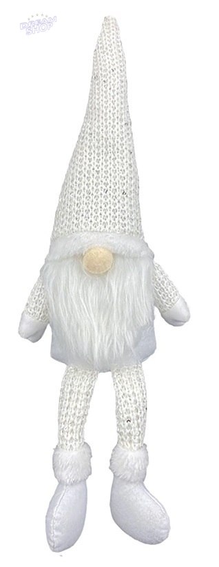 Krasnal skrzat świąteczny z brodą biały 46cm