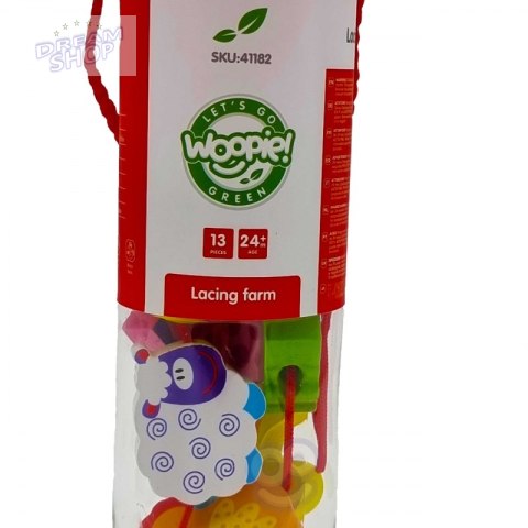 WOOPIE GREEN Drewniane Klocki do Nawlekania Zwierzęta Farma 13 el. WOOPIE GREEN Drewniane Klocki do Nawlekania Zwierzęta Farma 13 el.