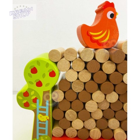 TOOKY TOY Gra Jenga Spadająca Kura Drewniana Farma TOOKY TOY Gra Jenga Spadająca Kura Drewniana Farma