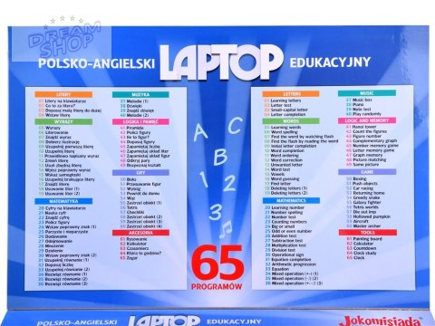 Laptop edukacyjny polsko angielski 65funkcji ZA3321 Laptop edukacyjny polsko angielski 65funkcji ZA3321