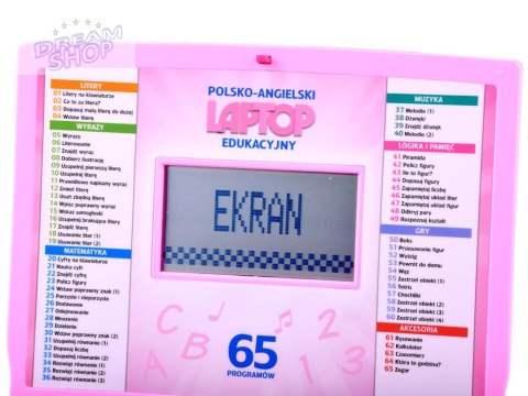 Laptop edukacyjny polsko angielski 65funkcji ZA3321 Laptop edukacyjny polsko angielski 65funkcji ZA3321