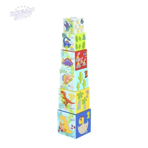 TOOKY TOY Drewniane Klocki Układanka Edukacyjna + 6 Figurek do zabawy 12 el.