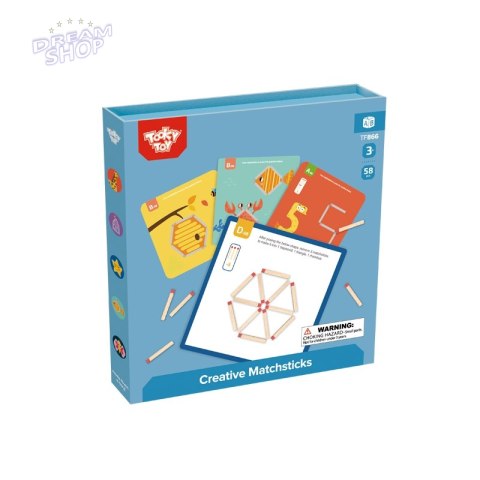 Tooky Toy Drewniana Układanka Gra Logiczna Łamigłówki Zapałki Magnetyczne dla Dzieci 58 el.