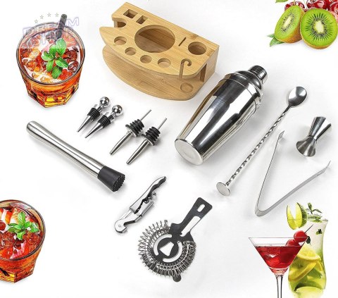 Zestaw barmański shaker do drinków CHESTER stojak 12 elementów Zestaw barmański shaker do drinków CHESTER stojak 12 elementów