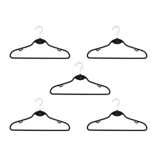 Wieszak welurowy Roxi komplet 5 szt. - czarny