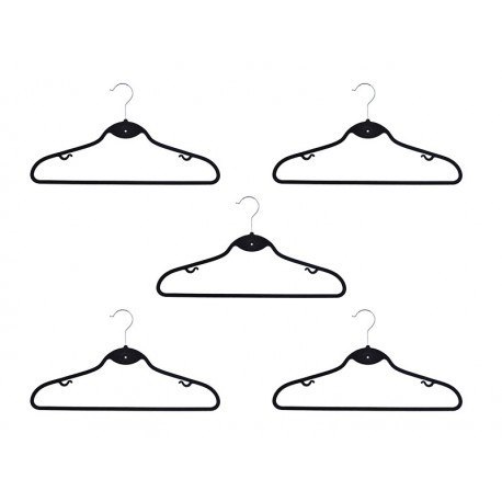 Wieszak welurowy Roxi komplet 5 szt. - czarny