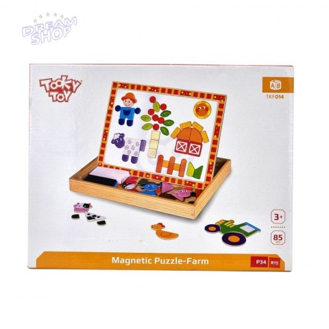 TOOKY TOY Drewniana Tablica Dwustronna Puzzle Układanka Magnetyczna Farma TOOKY TOY Drewniana Tablica Dwustronna Puzzle Układanka Magnetyczna Farma