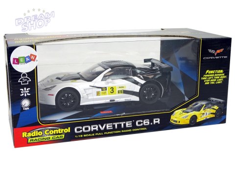 Auto Sportowe Wyścigowe R/C 1:18 Corvette C6.R Biały 2.4 G Światła Auto Sportowe Wyścigowe R/C 1:18 Corvette C6.R Biały 2.4 G Światła