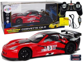 Auto Sportowe Wyścigowe R/C 1:18 Corvette C6.R Czerwony 2.4 G Światła