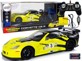 Auto Sportowe Wyścigowe R/C 1:18 Corvette C6.R Żółty 2.4 G Światła