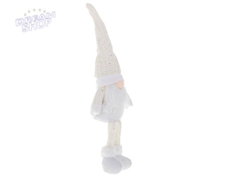 Krasnal skrzat świąteczny z brodą biały 46cm